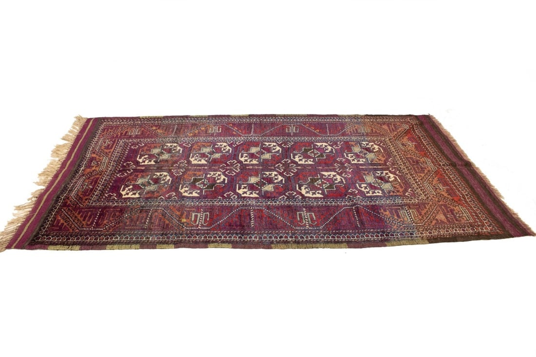 Vintage Burgundy Tribal 4'4X7'9 Ghoochan Persian Rug - 6