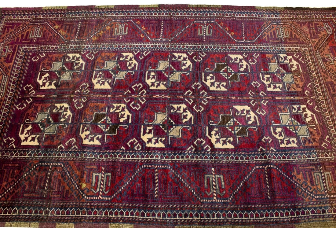Vintage Burgundy Tribal 4'4X7'9 Ghoochan Persian Rug - 7