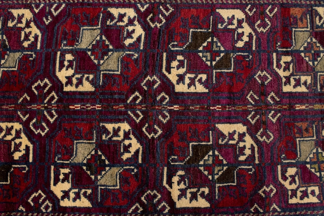 Vintage Burgundy Tribal 4'4X7'9 Ghoochan Persian Rug - 8