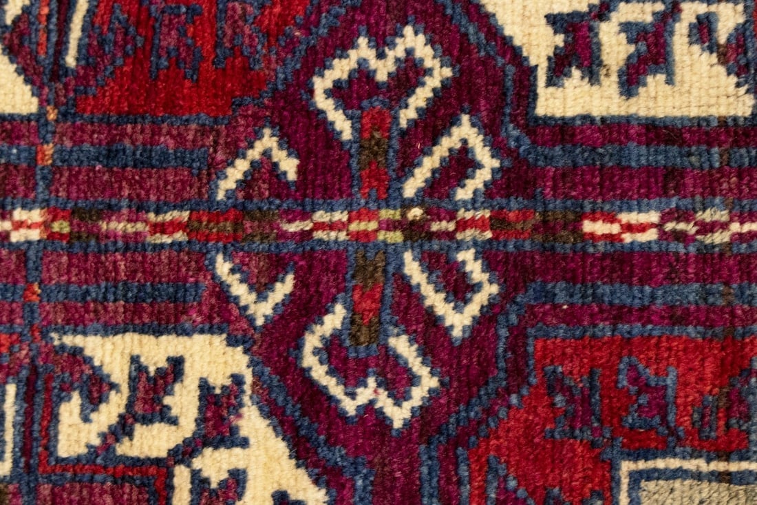 Vintage Burgundy Tribal 4'4X7'9 Ghoochan Persian Rug - 9