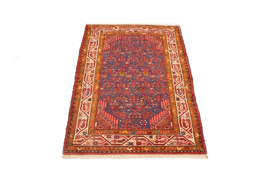 Vintage Purple Tribal 2'9X4'3 Tajabad Persian Rug - 3