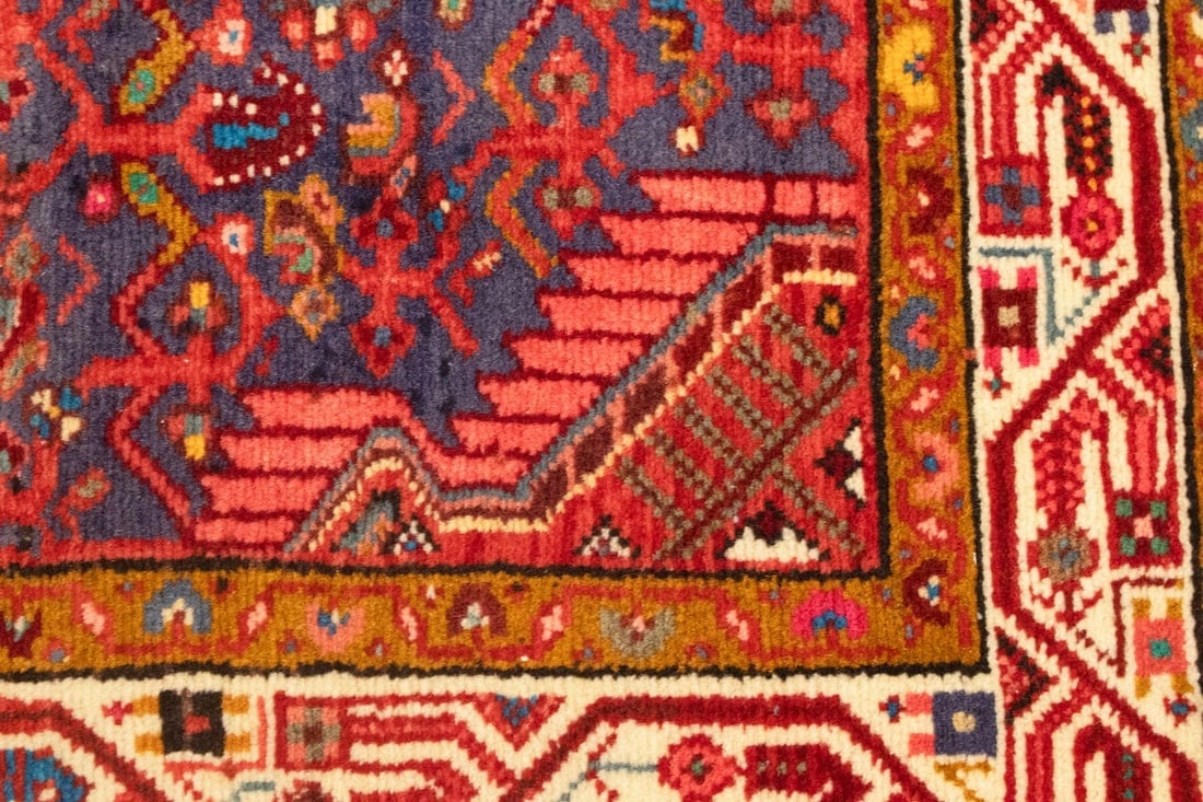 Vintage Purple Tribal 2'9X4'3 Tajabad Persian Rug - 9