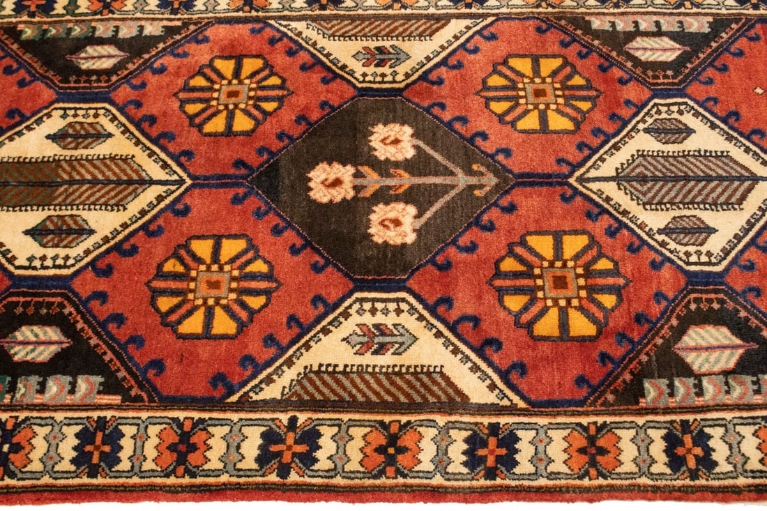 Vintage Rusty Red Floral 3'5X10'3 Bakhtiari Persian Runner Rug - 11
