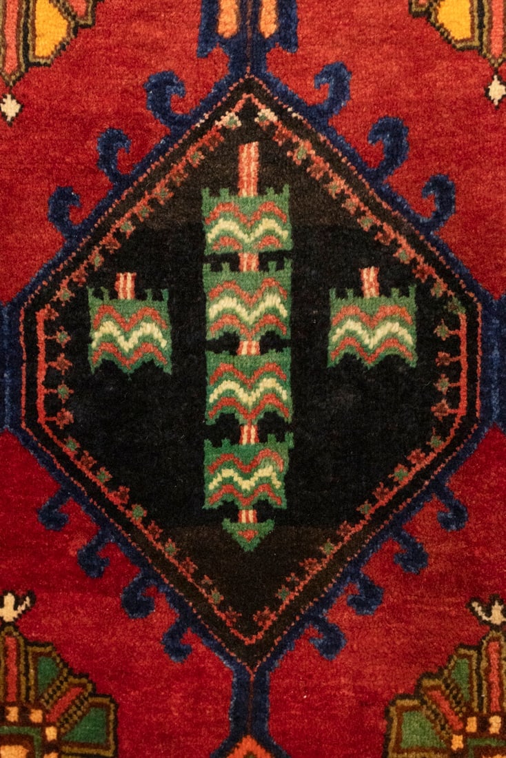 Vintage Rusty Red Floral 3'5X10'3 Bakhtiari Persian Runner Rug - 14
