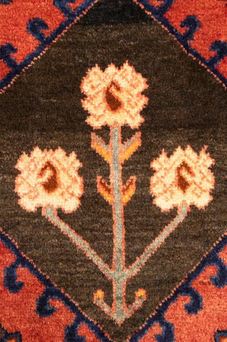 Vintage Rusty Red Floral 3'5X10'3 Bakhtiari Persian Runner Rug - 8
