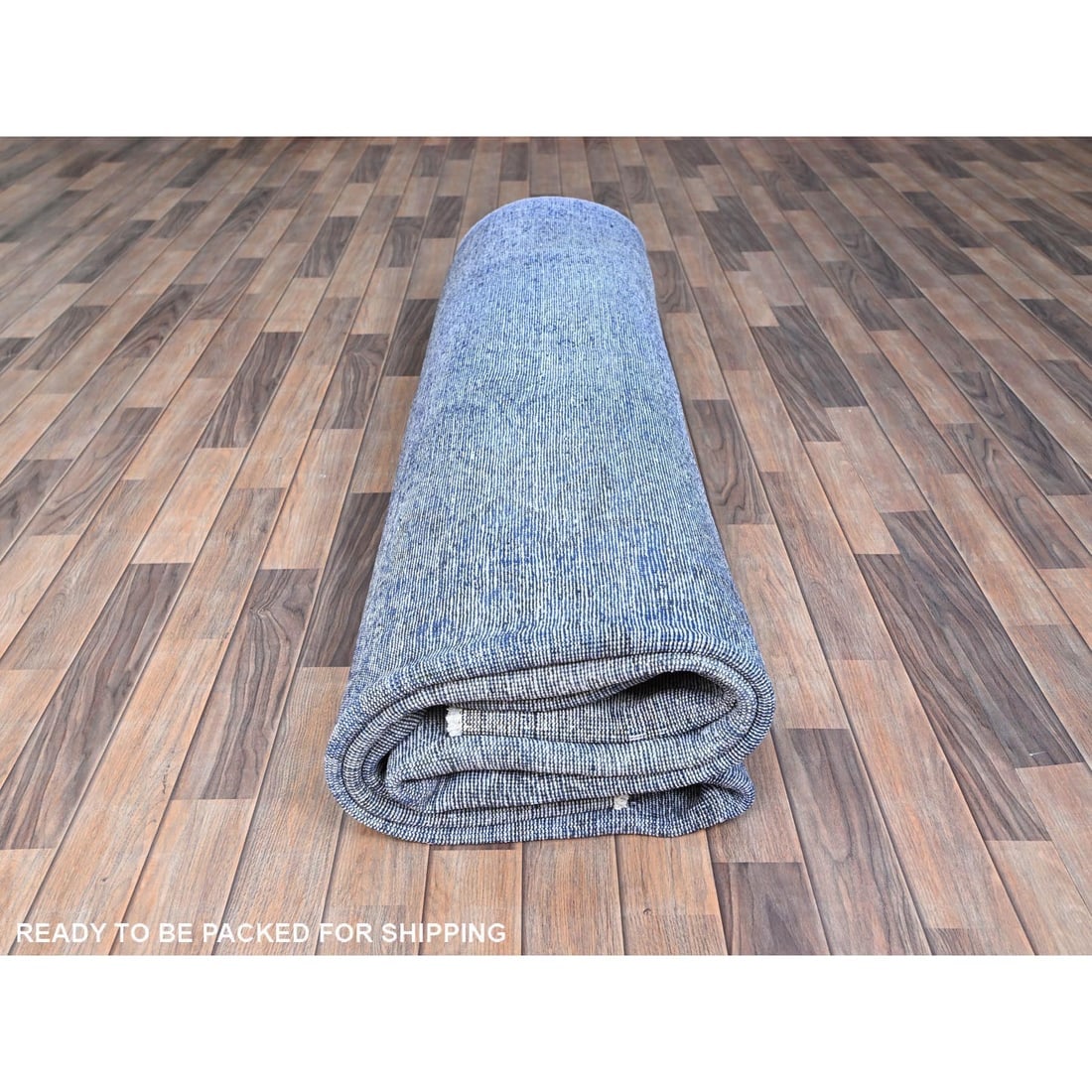 Lyons Blue Hand Knotted Vintage Zoroastrian Tebraz Wool Oriental Rug - 9
