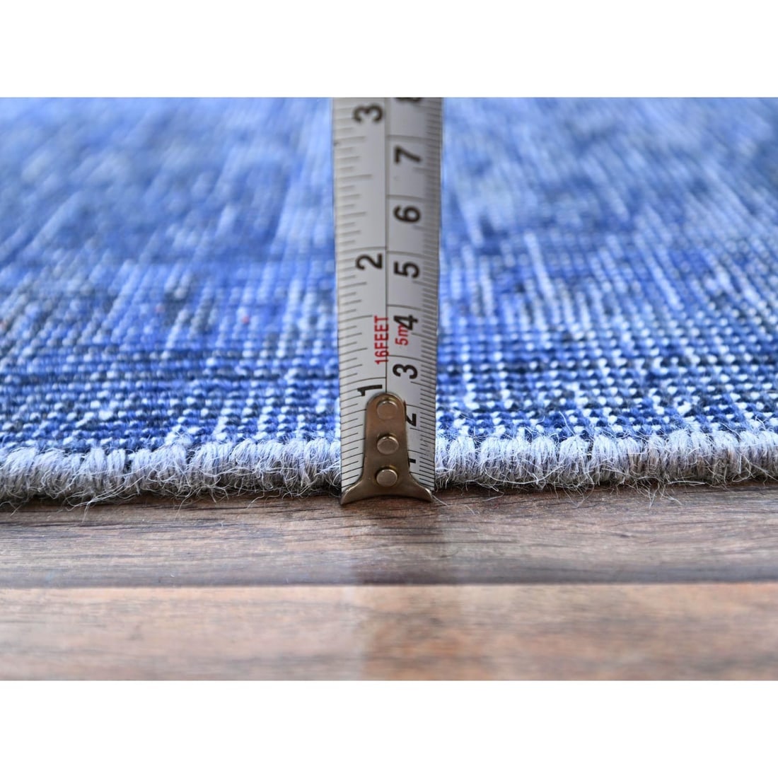 Lyons Blue Hand Knotted Vintage Zoroastrian Tebraz Wool Oriental Rug - 10