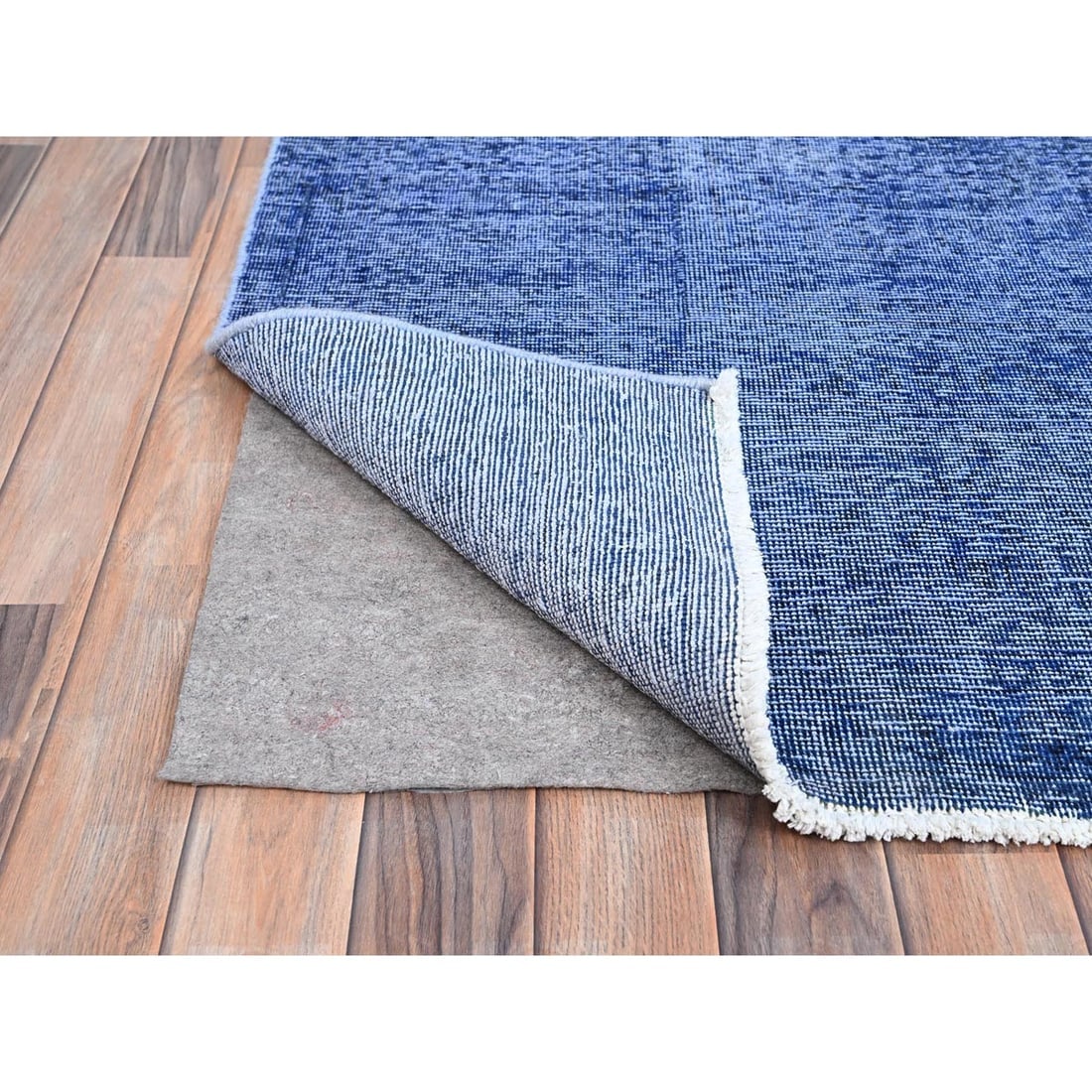 Lyons Blue Hand Knotted Vintage Zoroastrian Tebraz Wool Oriental Rug - 4