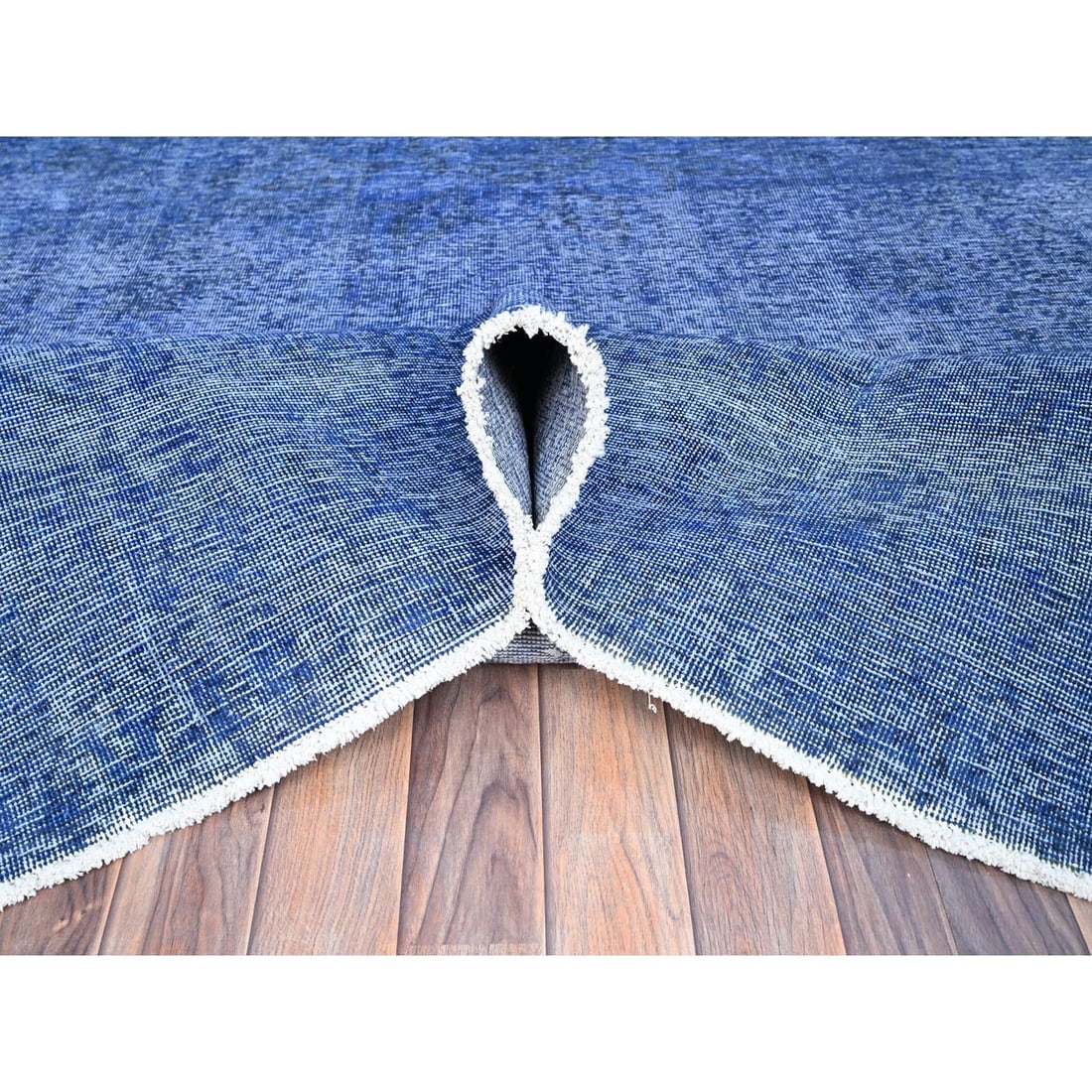 Lyons Blue Hand Knotted Vintage Zoroastrian Tebraz Wool Oriental Rug - 5