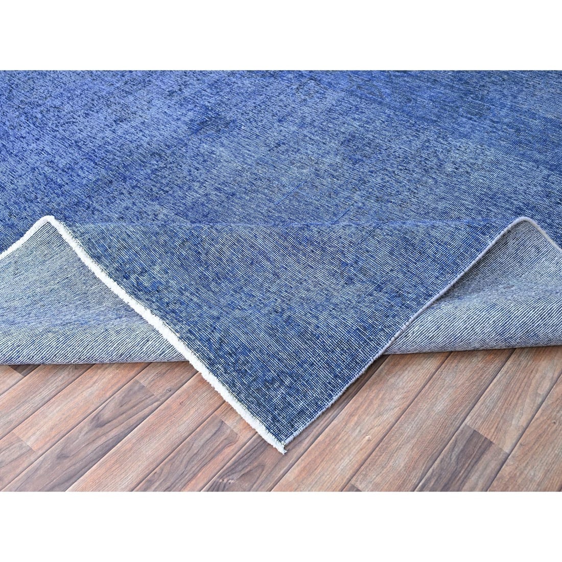 Lyons Blue Hand Knotted Vintage Zoroastrian Tebraz Wool Oriental Rug - 6