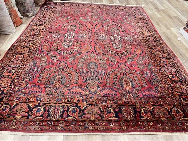 Antique persian sarouk Rug-5380: Title:Antique persian sarouk Rug-5380 Description:Beautiful all over floral design Persian Sarouk, from central Persia, size 8 ft. 10 inches by 12 ft. 1 incg, circa 1920 in excellent concition with co