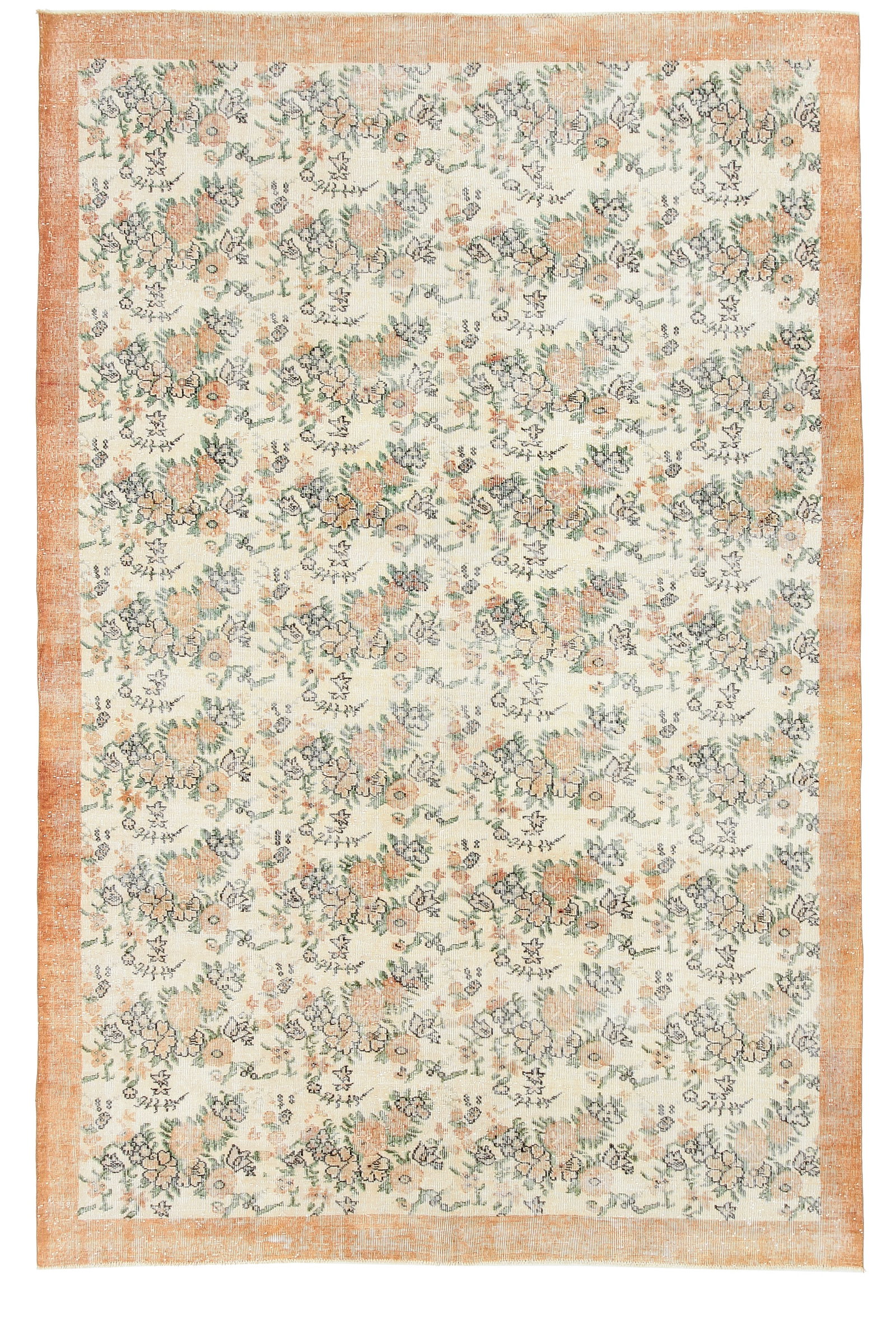 7'3'' x 10'10'' Handmade Vintage Wool Rug - 4671: Title: 7'3'' x 10'10'' Handmade Vintage Wool Rug - 4671 Description:7'3'' x 10'10'' Handmade Vintage Wool Rug - 4671 Origin:Turkiye Date/Period:1960-90 Materials:Wool,Cotton Dimension:7'3''x10'10'' ft