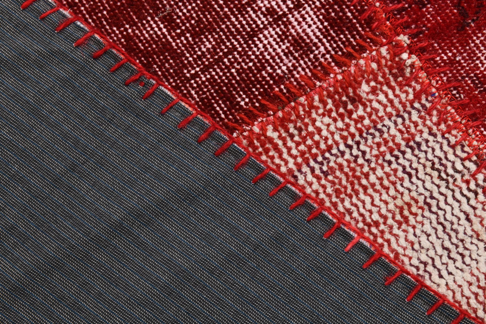 6'10'' x 10'0'' Handmade Vintage Wool Patchwork Rug - 19080 - 16
