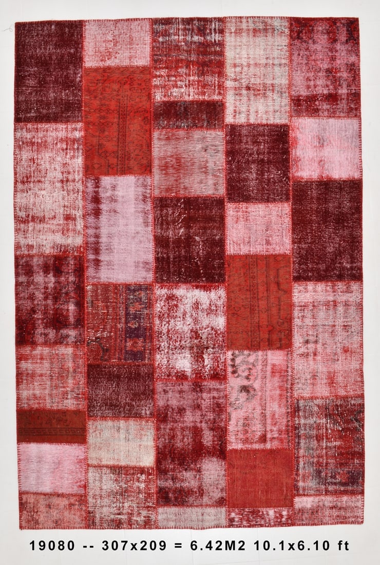 6'10'' x 10'0'' Handmade Vintage Wool Patchwork Rug - 19080 (1 of 20)