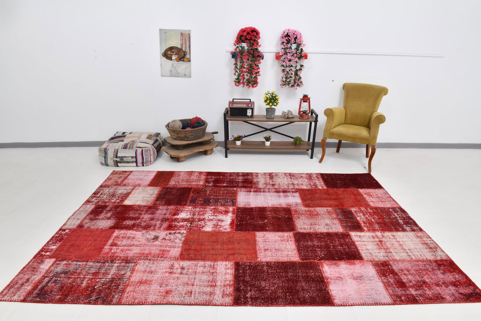 6'10'' x 10'0'' Handmade Vintage Wool Patchwork Rug - 19080 - 2