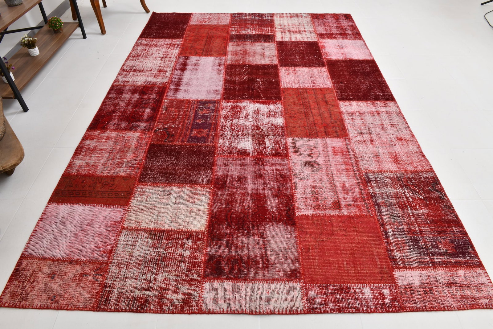 6'10'' x 10'0'' Handmade Vintage Wool Patchwork Rug - 19080 - 5
