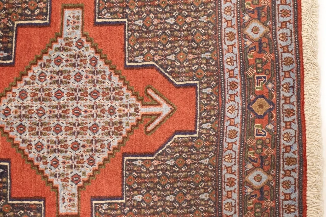 Vintage Orange Geometric 4X5 Bidjar Sanneh Persian Rug - 10