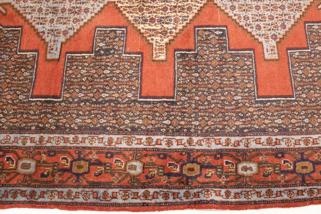 Vintage Orange Geometric 4X5 Bidjar Sanneh Persian Rug - 11