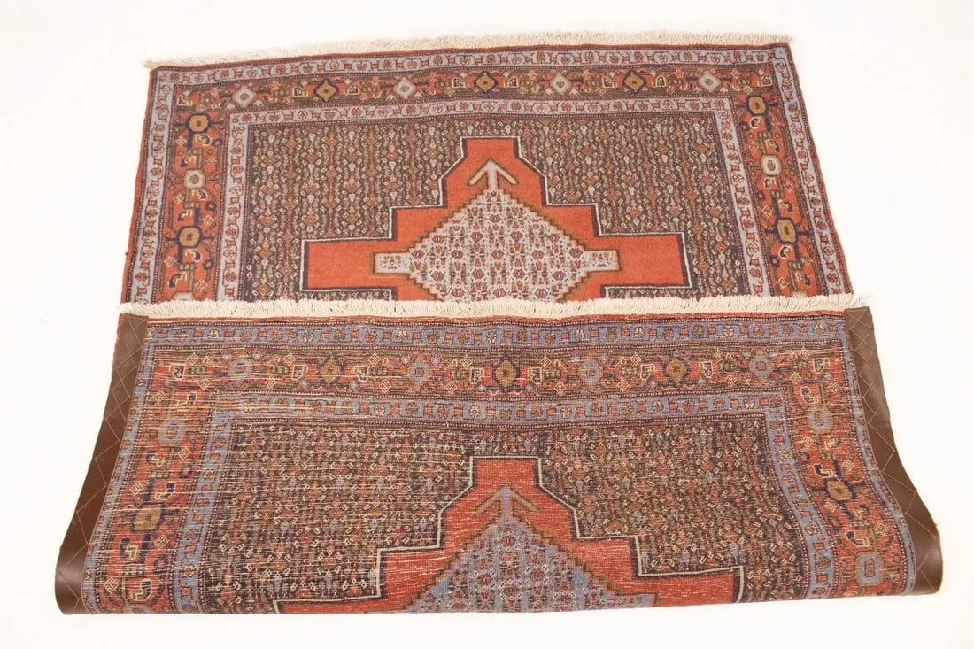 Vintage Orange Geometric 4X5 Bidjar Sanneh Persian Rug - 17