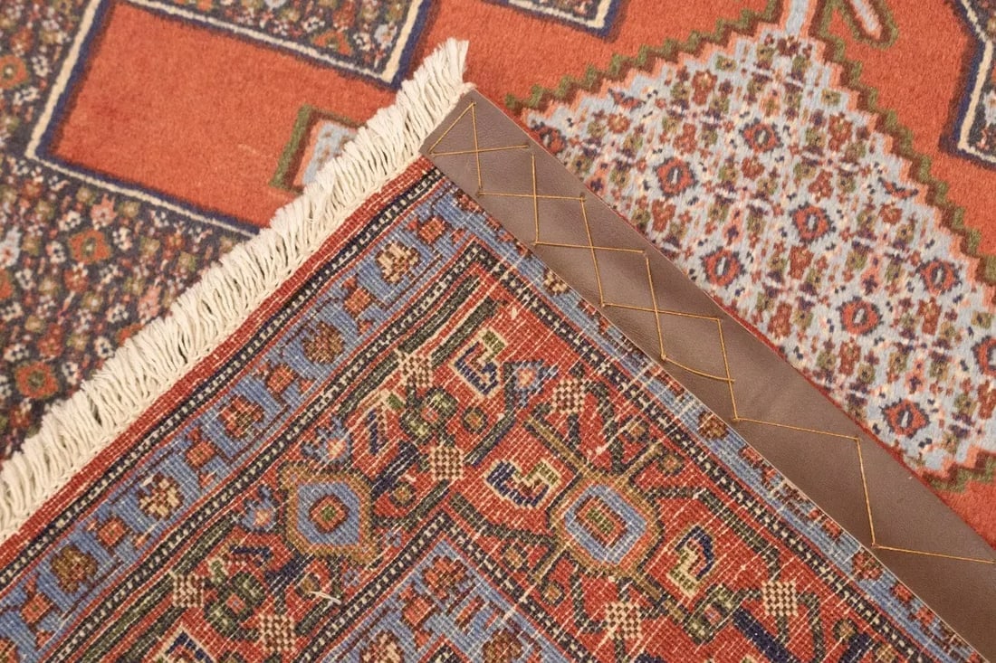 Vintage Orange Geometric 4X5 Bidjar Sanneh Persian Rug - 18