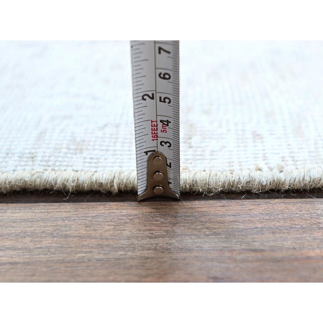 Alabaster White Organic Wool Zoroastrian Vintage Oriental Rug - 6