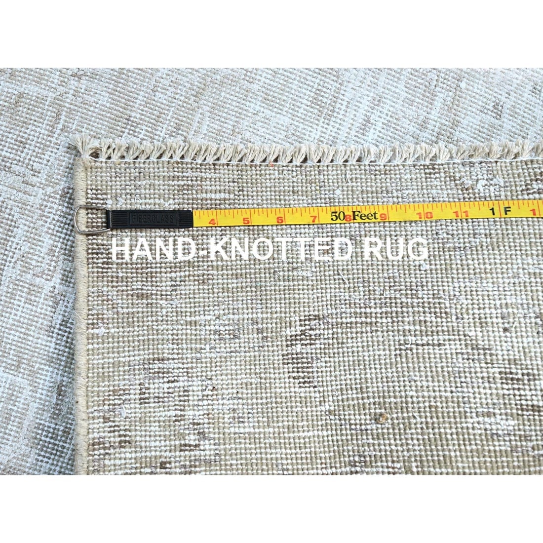 Alabaster White Organic Wool Zoroastrian Vintage Oriental Rug - 7
