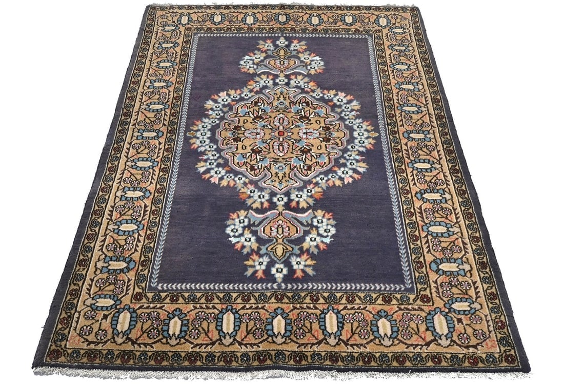 Vintage Plum Floral 3X5 Shahreza Persian Rug - 10