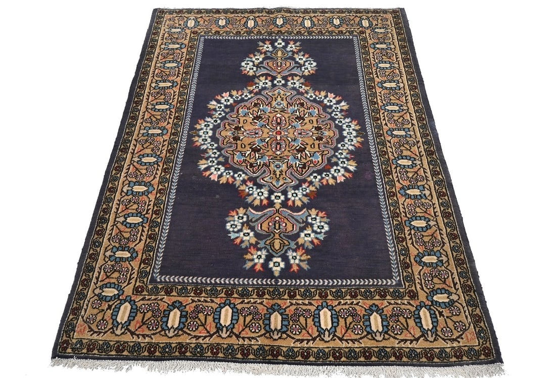 Vintage Plum Floral 3X5 Shahreza Persian Rug - 3
