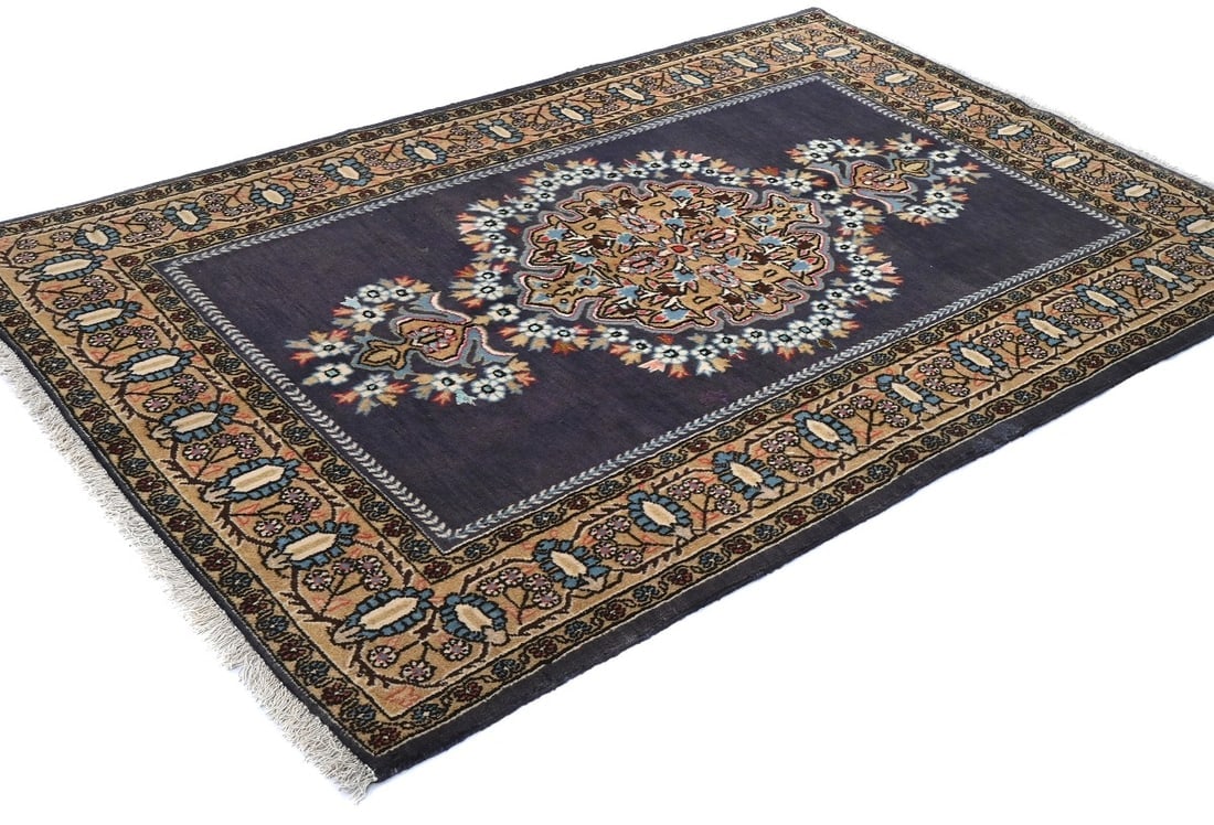 Vintage Plum Floral 3X5 Shahreza Persian Rug - 4