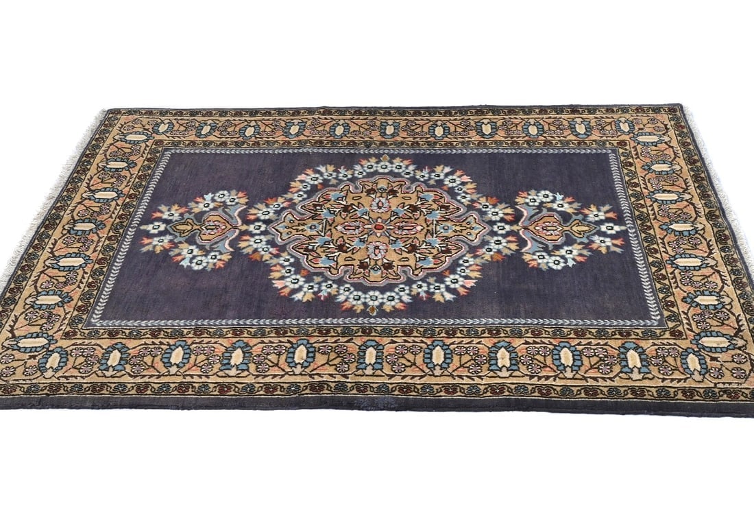 Vintage Plum Floral 3X5 Shahreza Persian Rug - 5