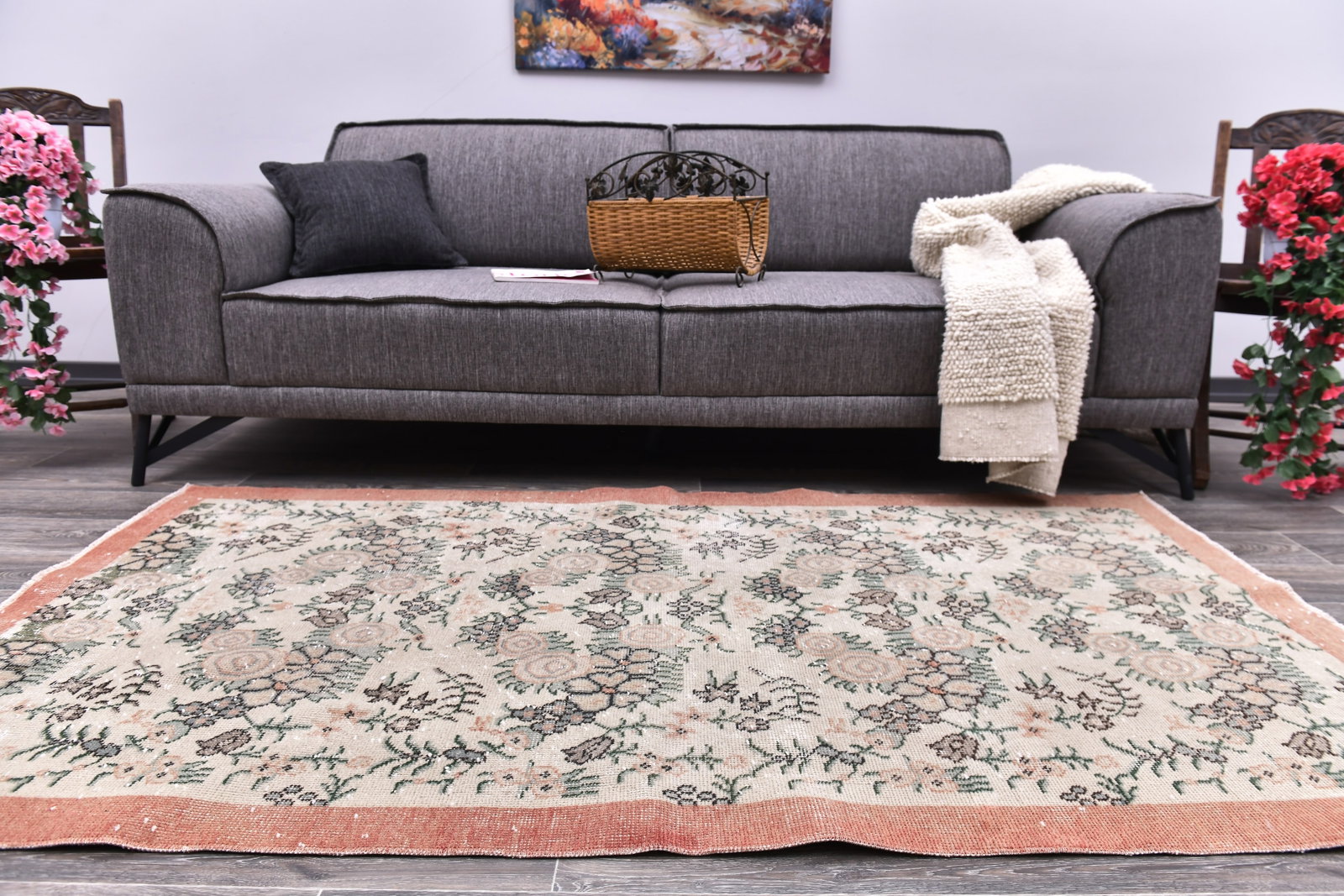 3'9'' x 6'7'' Handmade Vintage Wool Rug - 244772: Title: 3'9'' x 6'7'' Handmade Vintage Wool Rug - 244772 Description:3'9'' x 6'7'' Handmade Vintage Wool Rug - 244772 Origin:Turkiye Date/Period:1960-90 Materials:Wool,Cotton Dimension:3'9''x6'7'' ft,