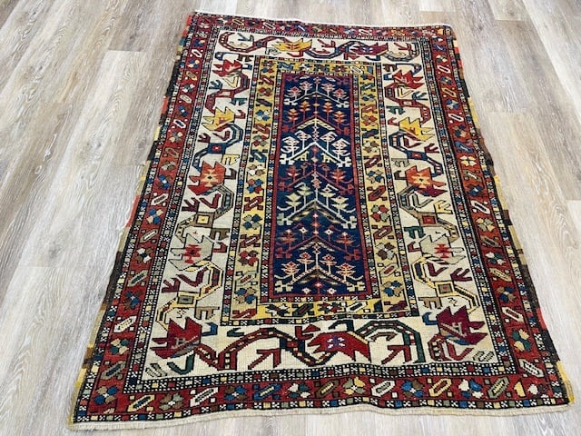 Antique Northwest Caucasian rug-2003: Title:Antique Northwest Caucasian rug-2003 Description:Beautiful antique Azarbijan Caucasian rug, from south Caucasus and north of persia, size 3 ft. 8 inches by 5 ft, circa 1900, excellent condition 