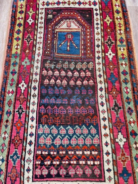 Dated Antique Prayer kazak caucasian Rug-3775 - 2