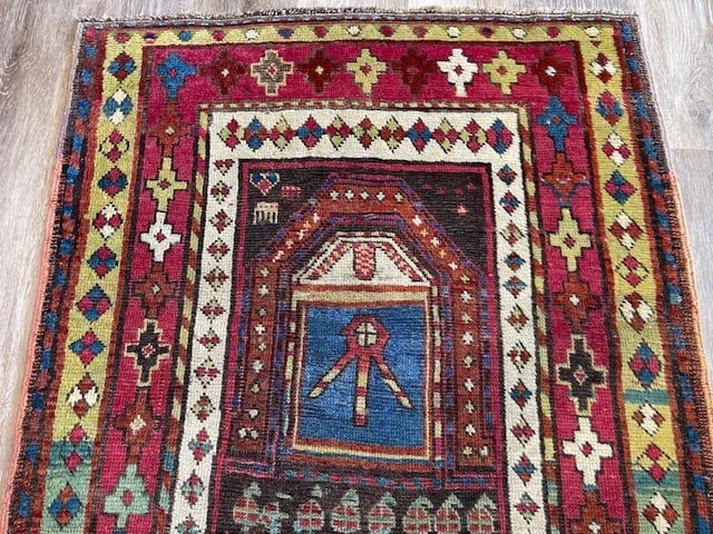 Dated Antique Prayer kazak caucasian Rug-3775 - 4