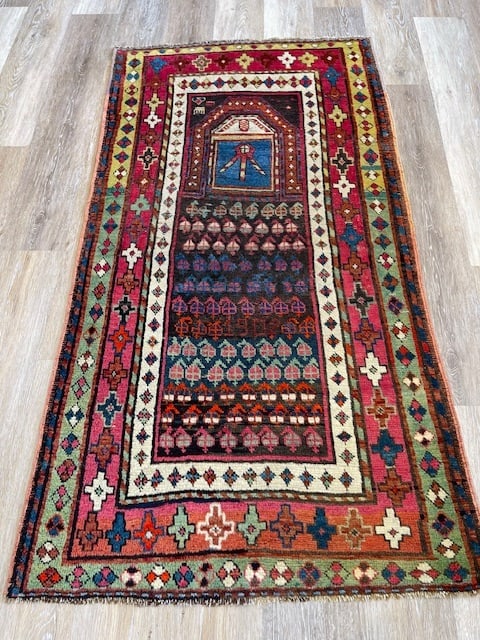 Dated Antique Prayer kazak caucasian Rug-3775 - 5