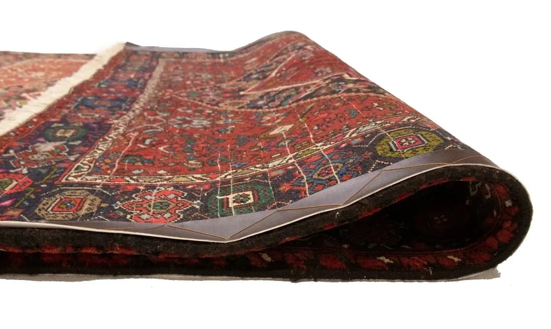 Vintage Geometric Red 3'4X4'9 Bidjar Persian Rug - 16