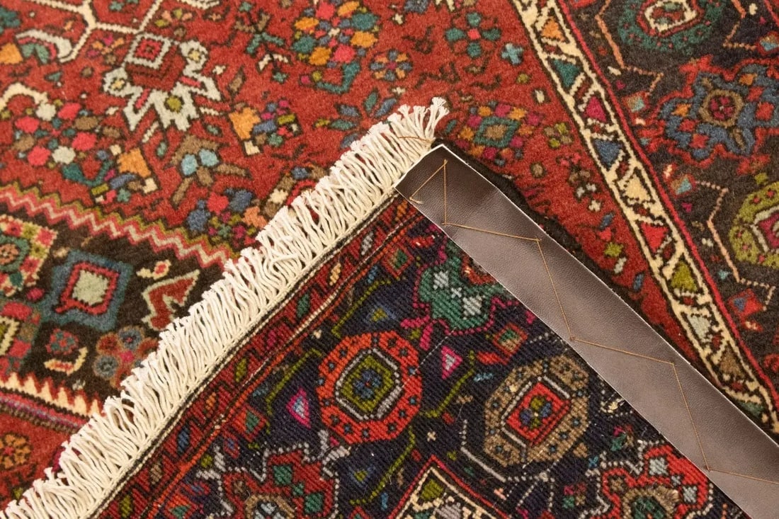 Vintage Geometric Red 3'4X4'9 Bidjar Persian Rug - 18