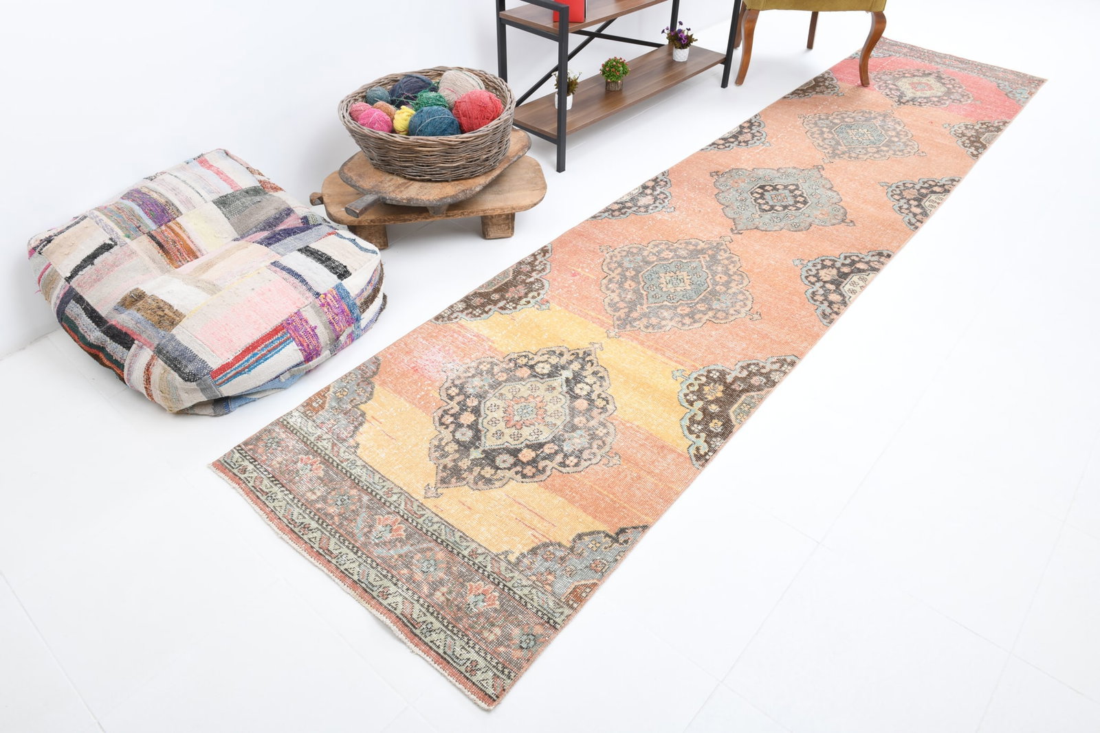 2'11'' x 13'4'' Vintage Wool Runner Rug - 7297 - 4