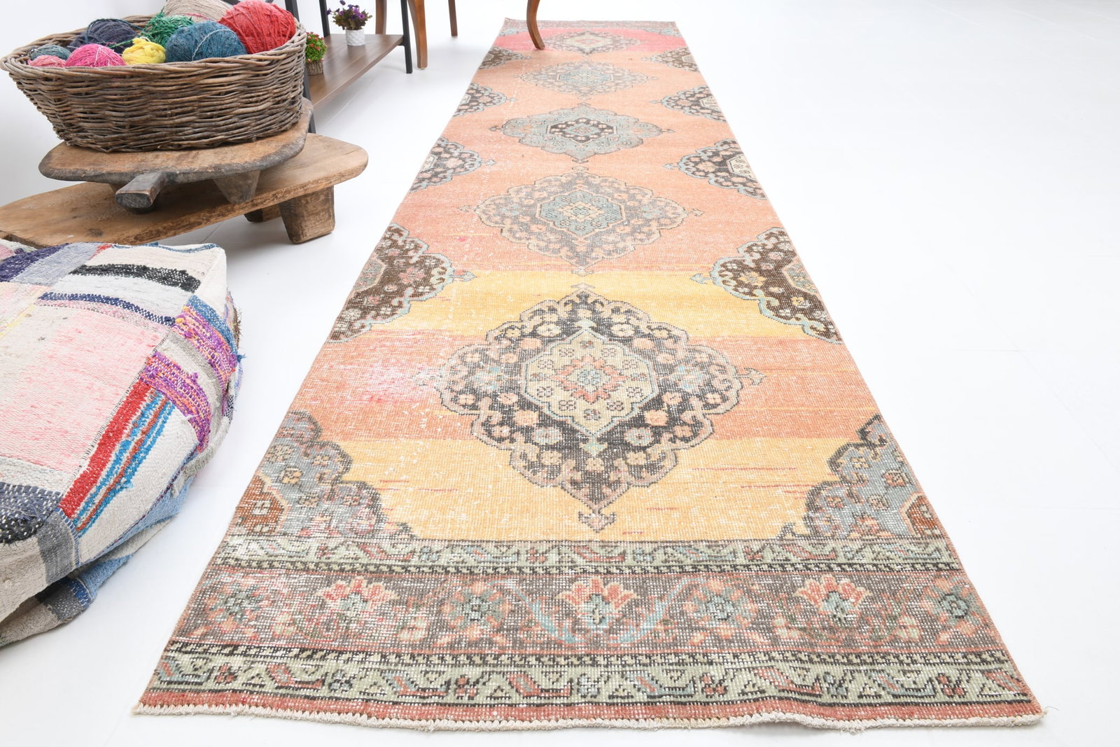 2'11'' x 13'4'' Vintage Wool Runner Rug - 7297 - 6