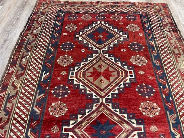 Antique kazak Caucasian Rug-4274 - 6