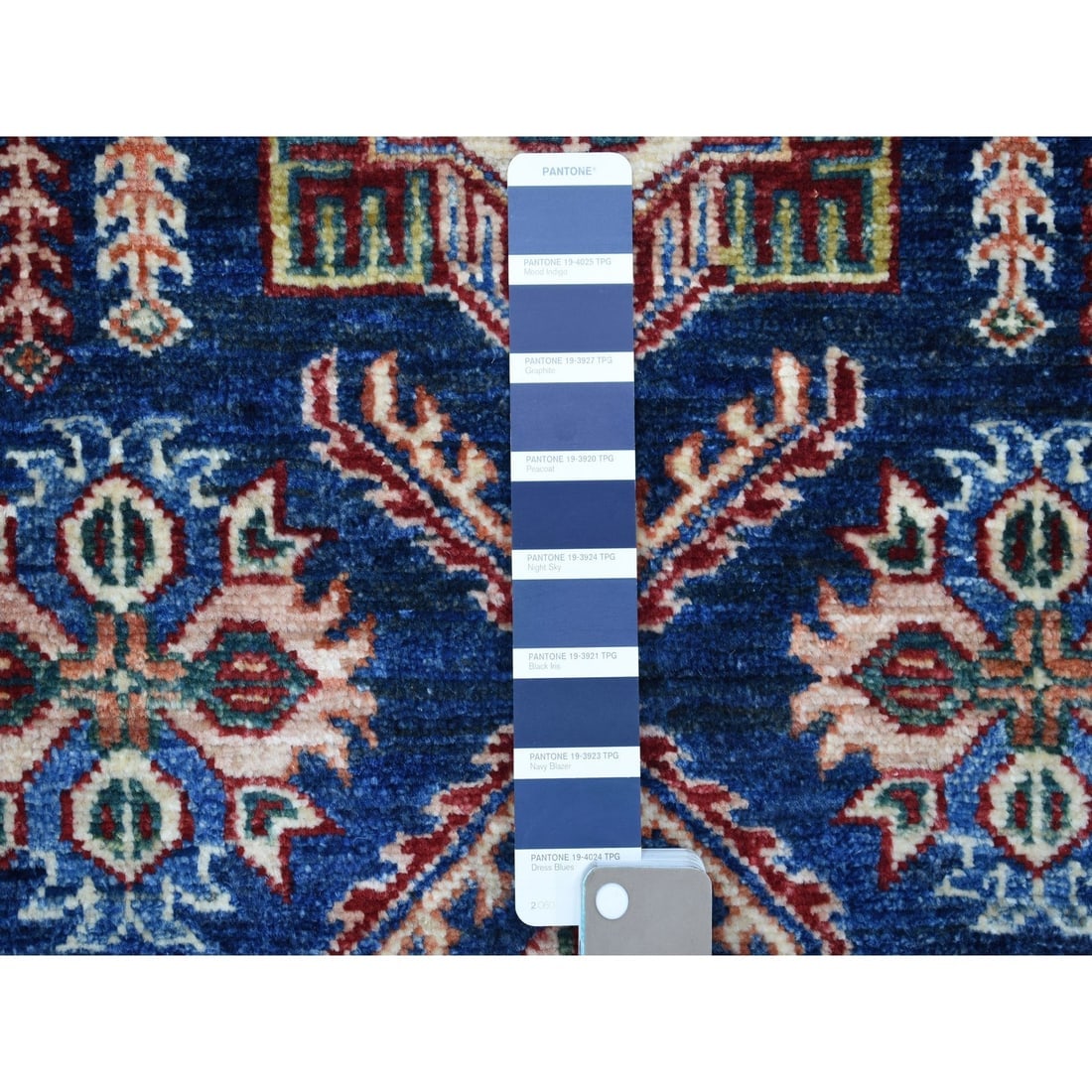 Hand Knotted Denim Blue Soft Wool Super Kazak Oriental Runner Rug - 3