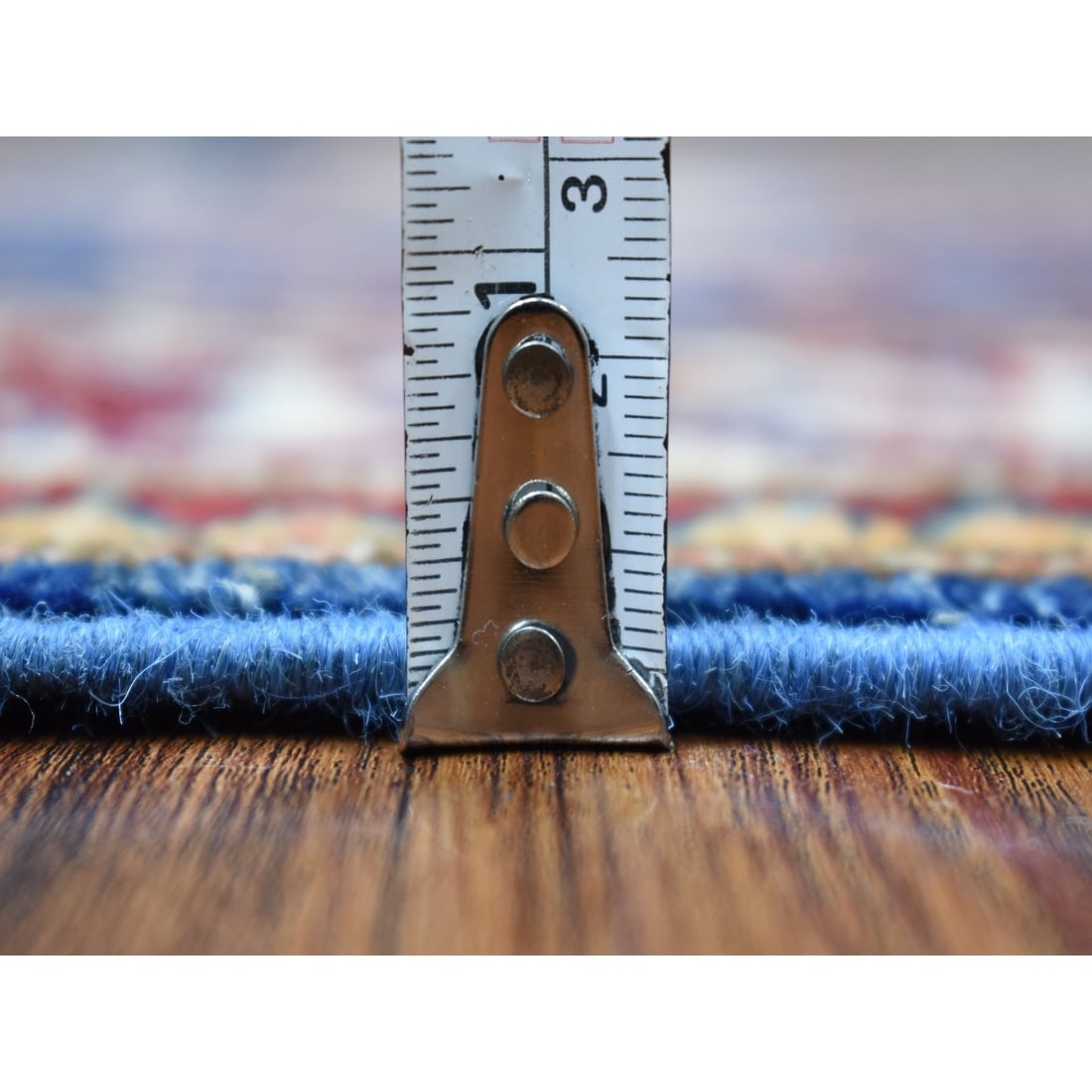 Hand Knotted Denim Blue Soft Wool Super Kazak Oriental Runner Rug - 5