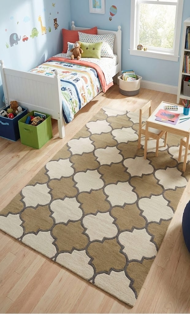Cream and Beige Trellis 5X8 Hand-Tufted Modern Rug - 2