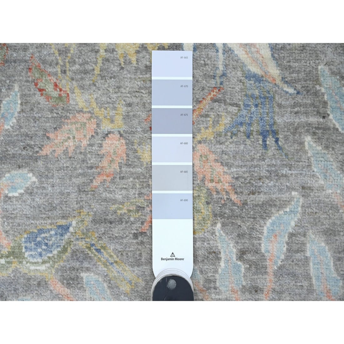 Gray Afghan Peshawar Birds Design Soft Wool Hand Knotted Runner Rug - 3