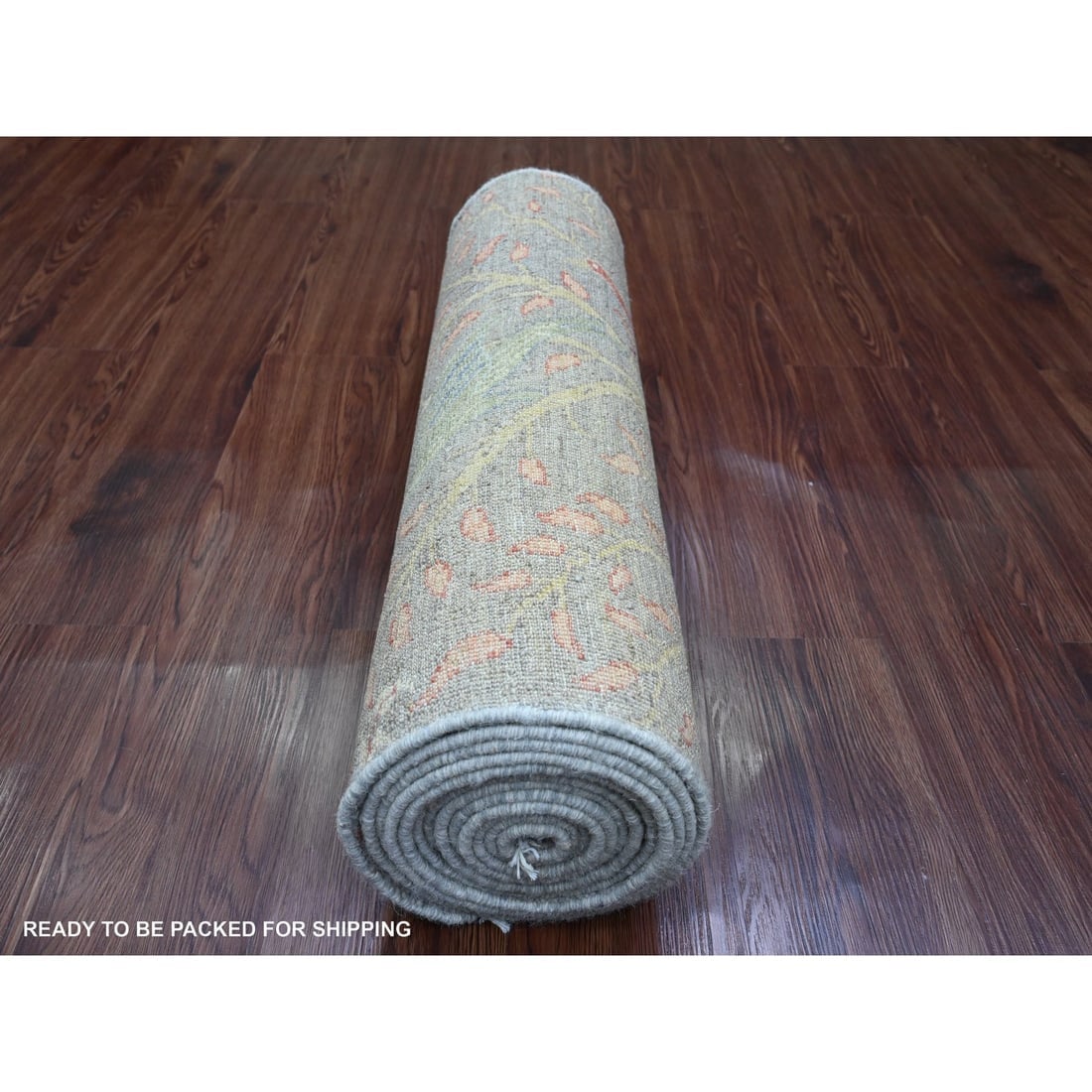 Gray Afghan Peshawar Birds Design Soft Wool Hand Knotted Runner Rug - 4