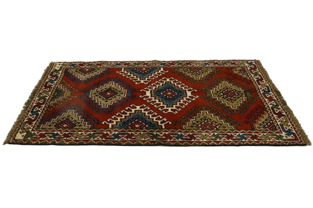 Dark Orange Tribal 3X6 Ghoochan Persian Wool Rug - 7