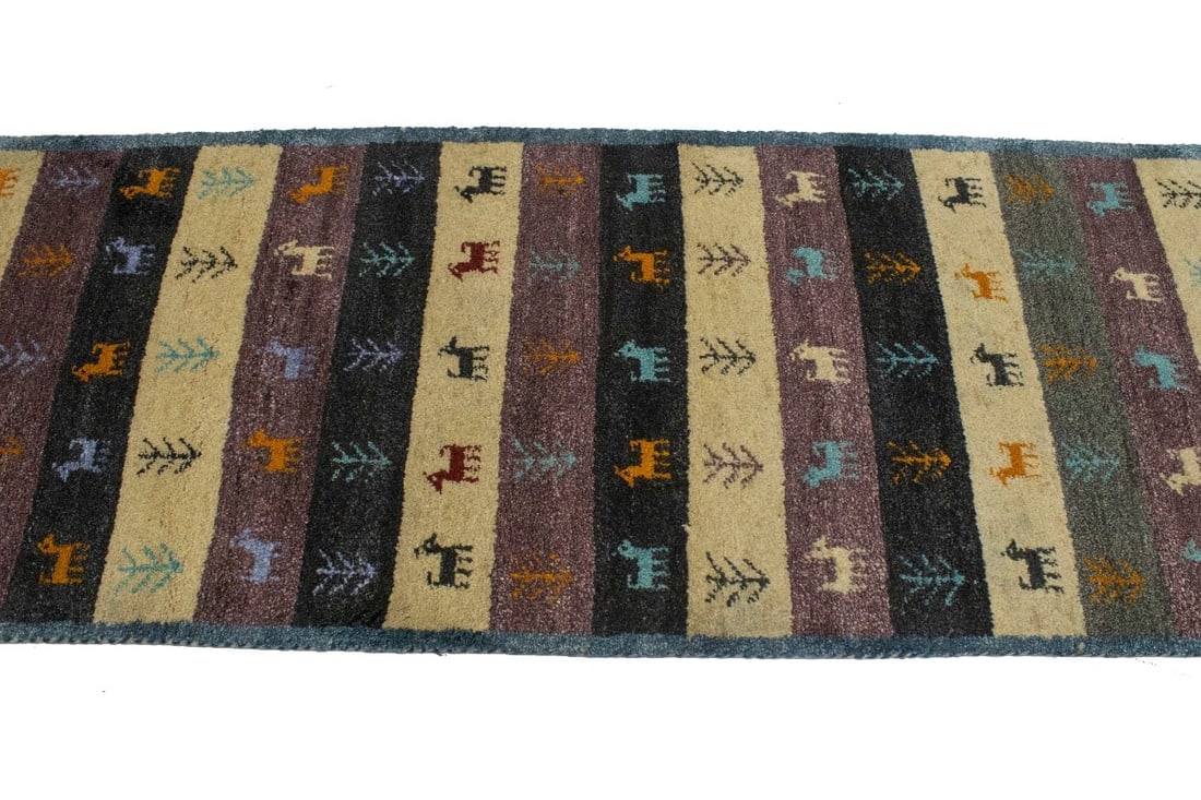 Multicolored Stripes Tribal 3X10 Indo-Gabbeh Oriental Runner Rug - 7
