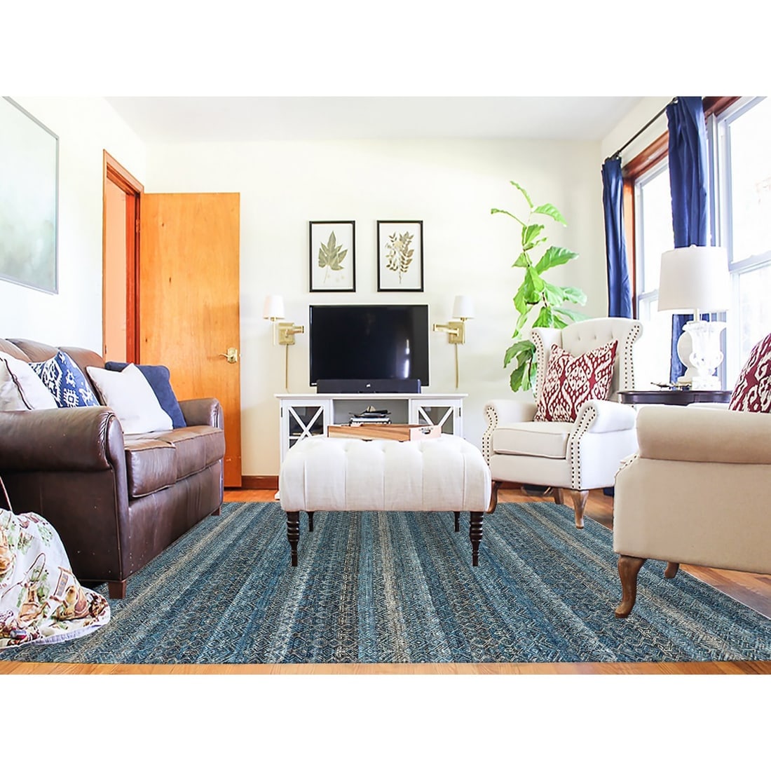 Yale Blue, Hand Knotted, Kohinoor Herat Design 100% Wool Rug - 2