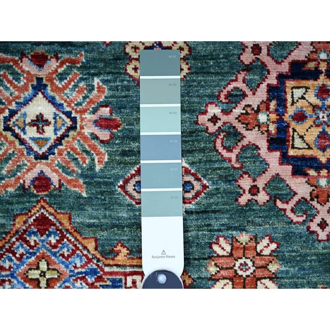 Myrtle Green 100% Wool Afghan Super Kazak Hand Knotted Oriental Rug - 3