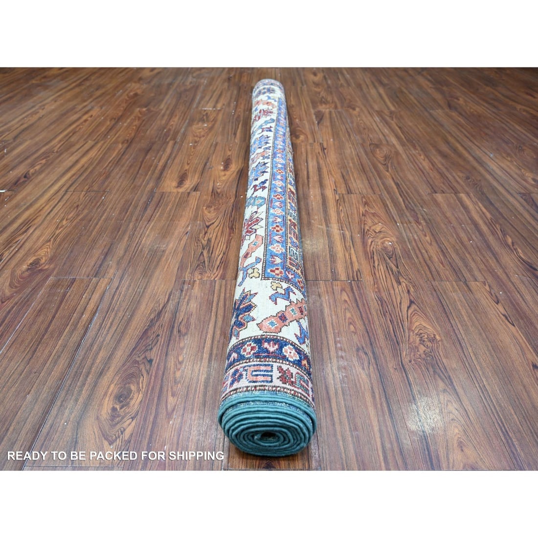 Myrtle Green 100% Wool Afghan Super Kazak Hand Knotted Oriental Rug - 4